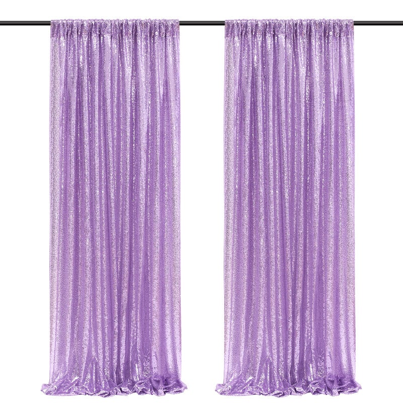 SoarDream Lavender Sequin Backdrop Curtains,2 Panels 2FTx8FT Lavender Curtain Backdrop Glitter Party Decorations Background Drapes for Wedding Birthday Anniversary Graduation Photo Booth Decor - Image 1